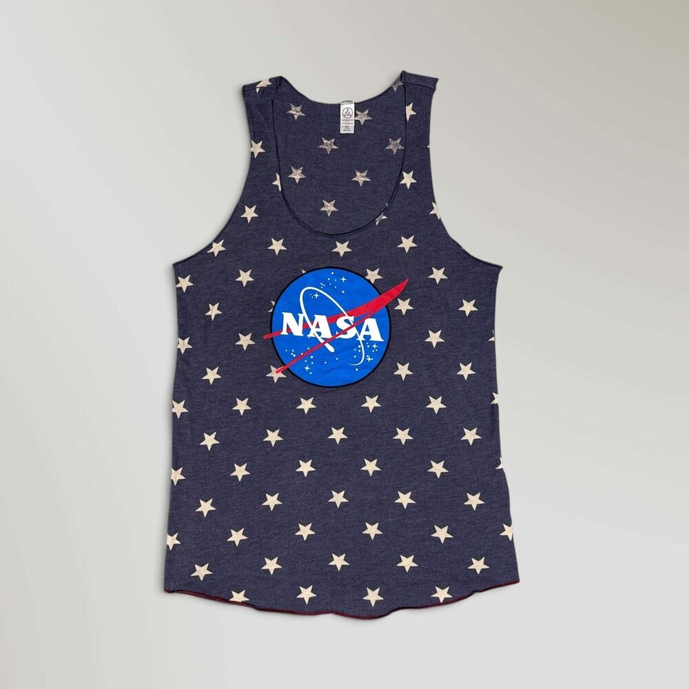 NASA Women's Meatball Logo Alternative Apparel Tank Top Stars Blue Size XL